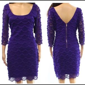 NWT Guess Purple Scalloped Stretch Bodycon Dress